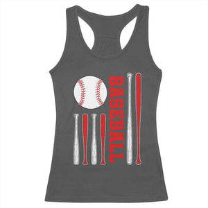 Patriotic Baseball American Flag Racerback Tank Top Sports Lover Gift TS12 Dark Heather Print Your Wear
