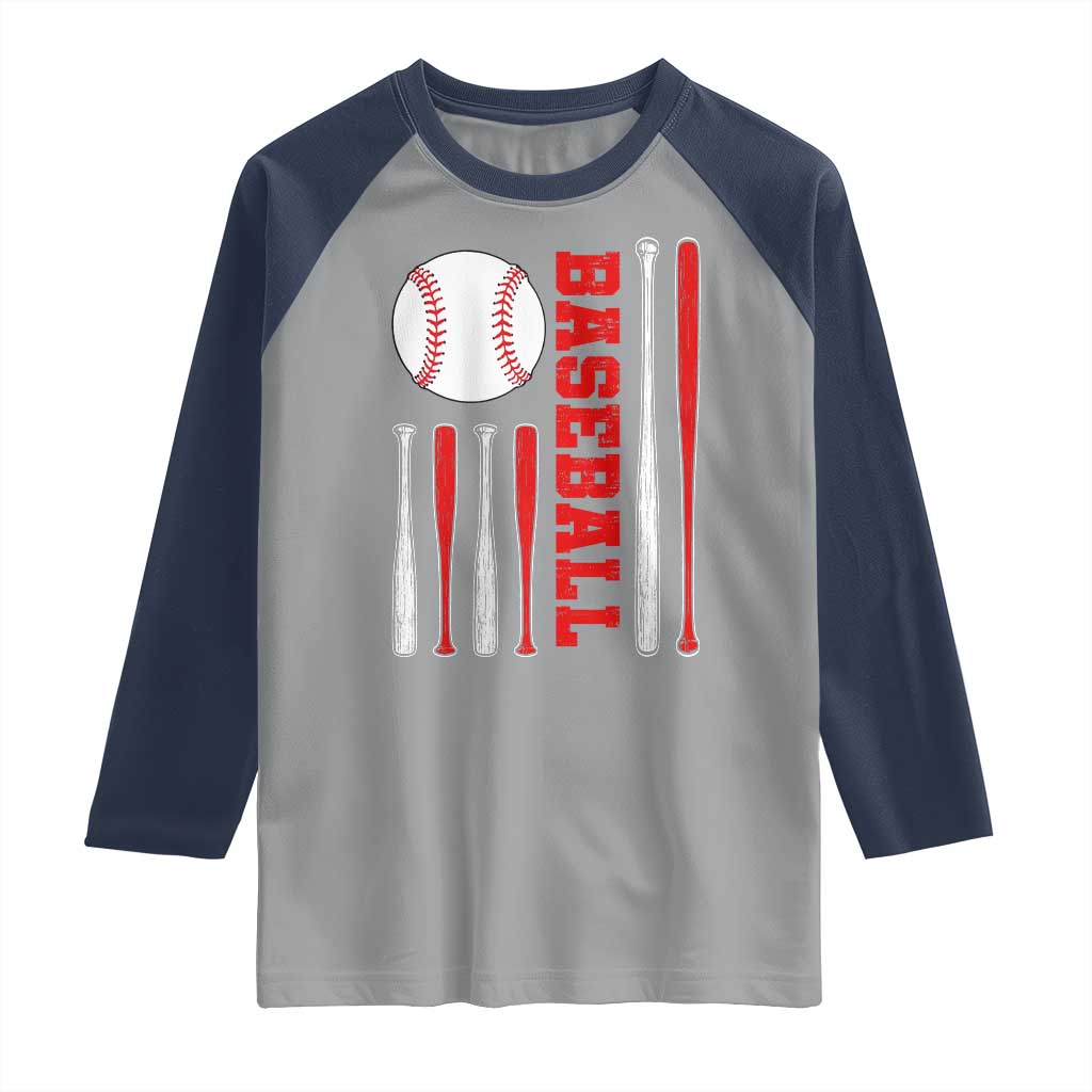 Patriotic Baseball American Flag Raglan Shirt Sports Lover Gift TS12 Sport Gray Navy Print Your Wear