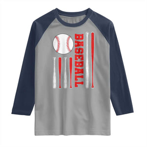 Patriotic Baseball American Flag Raglan Shirt Sports Lover Gift TS12 Sport Gray Navy Print Your Wear