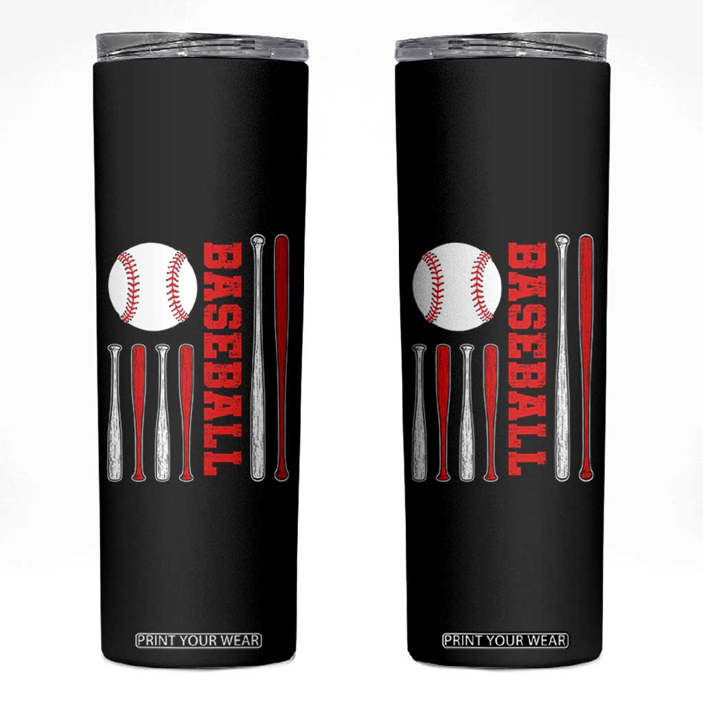 Patriotic Baseball American Flag Skinny Tumbler Sports Lover Gift TS12 Black Print Your Wear