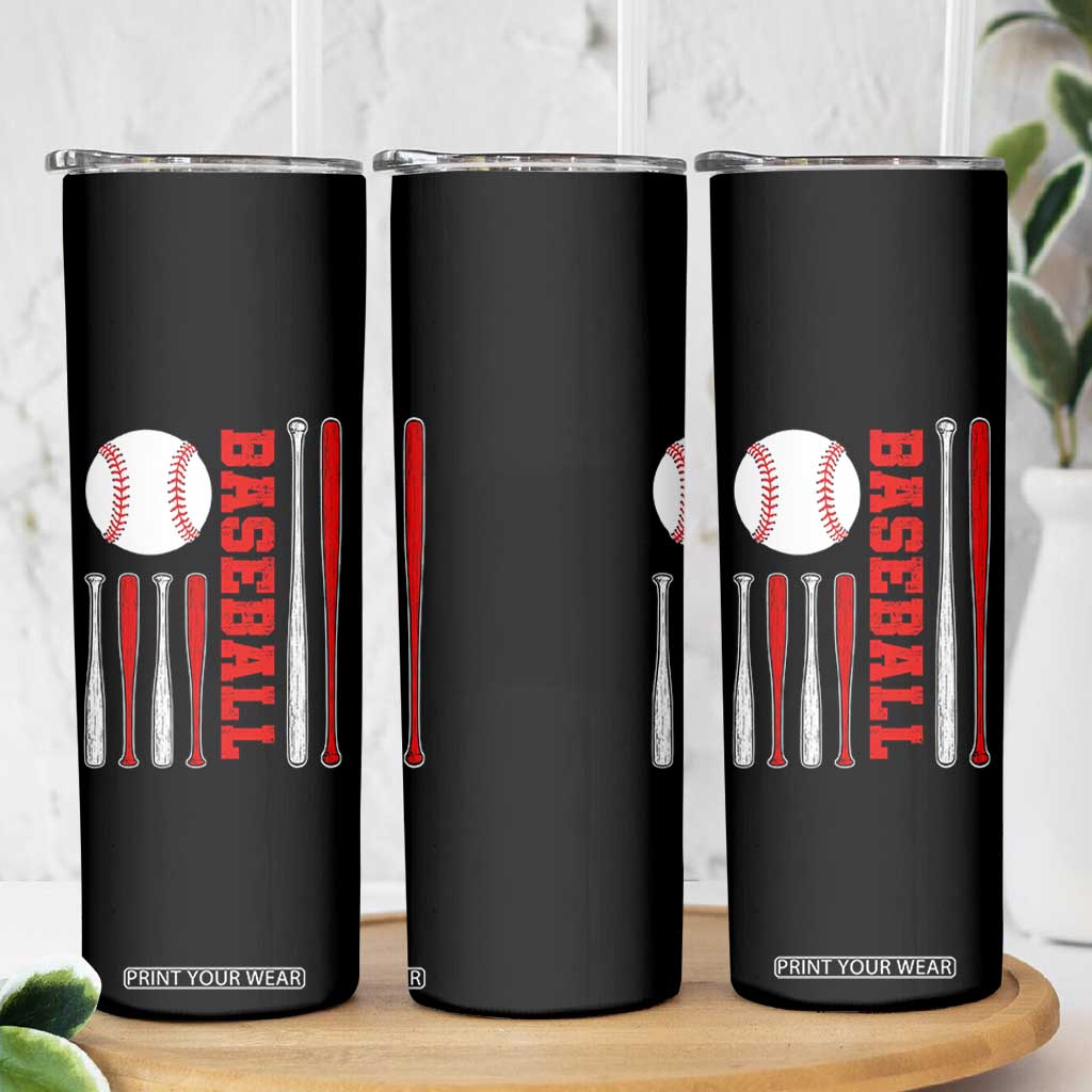 Patriotic Baseball American Flag Skinny Tumbler Sports Lover Gift TS12 Print Your Wear