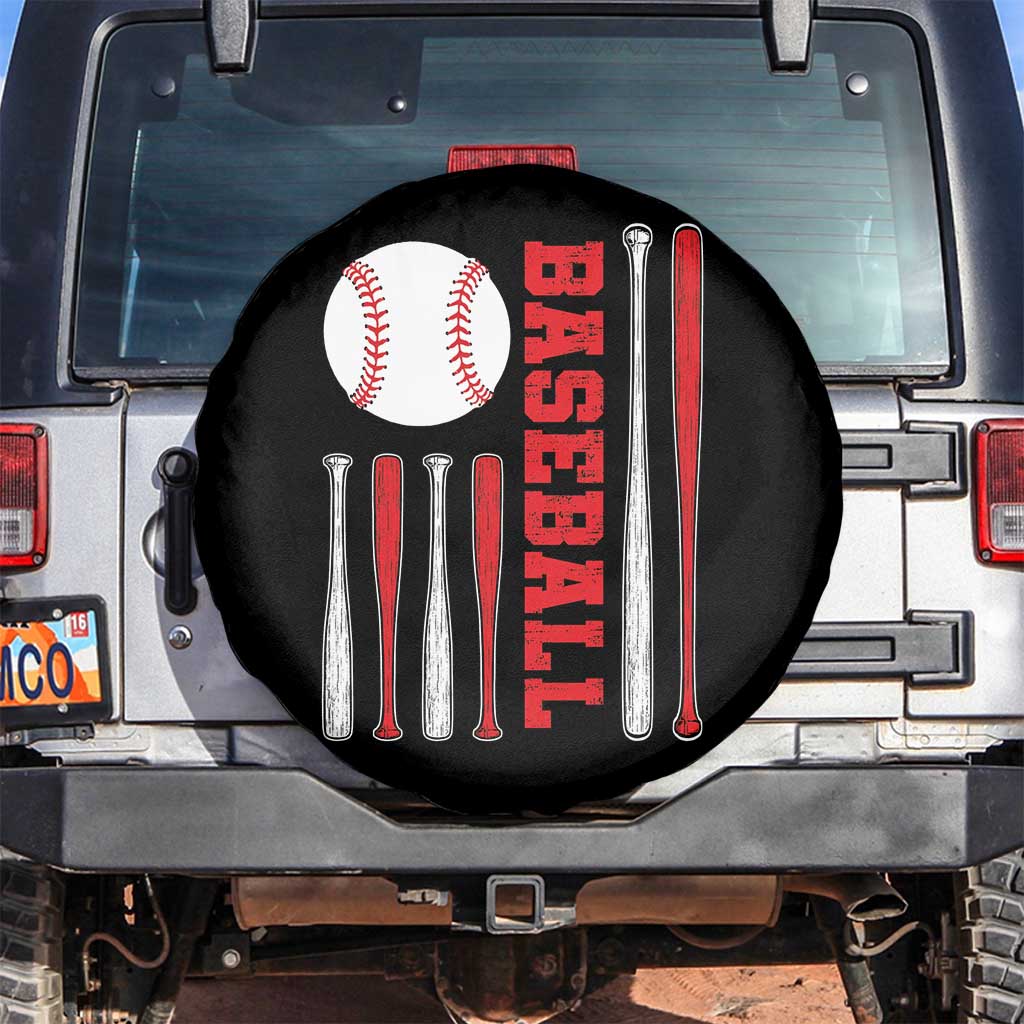Patriotic Baseball American Flag Spare Tire Cover Sports Lover Gift TS12 No hole Black Print Your Wear