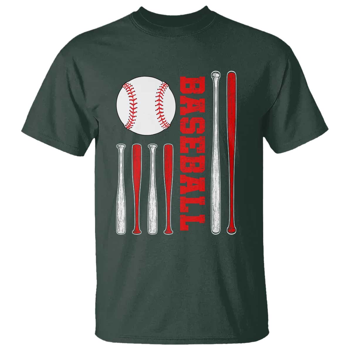 Patriotic Baseball American Flag T Shirt Sports Lover Gift TS12 Dark Forest Green Print Your Wear