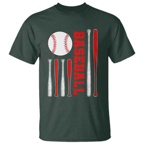 Patriotic Baseball American Flag T Shirt Sports Lover Gift TS12 Dark Forest Green Print Your Wear
