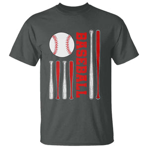Patriotic Baseball American Flag T Shirt Sports Lover Gift TS12 Dark Heather Print Your Wear