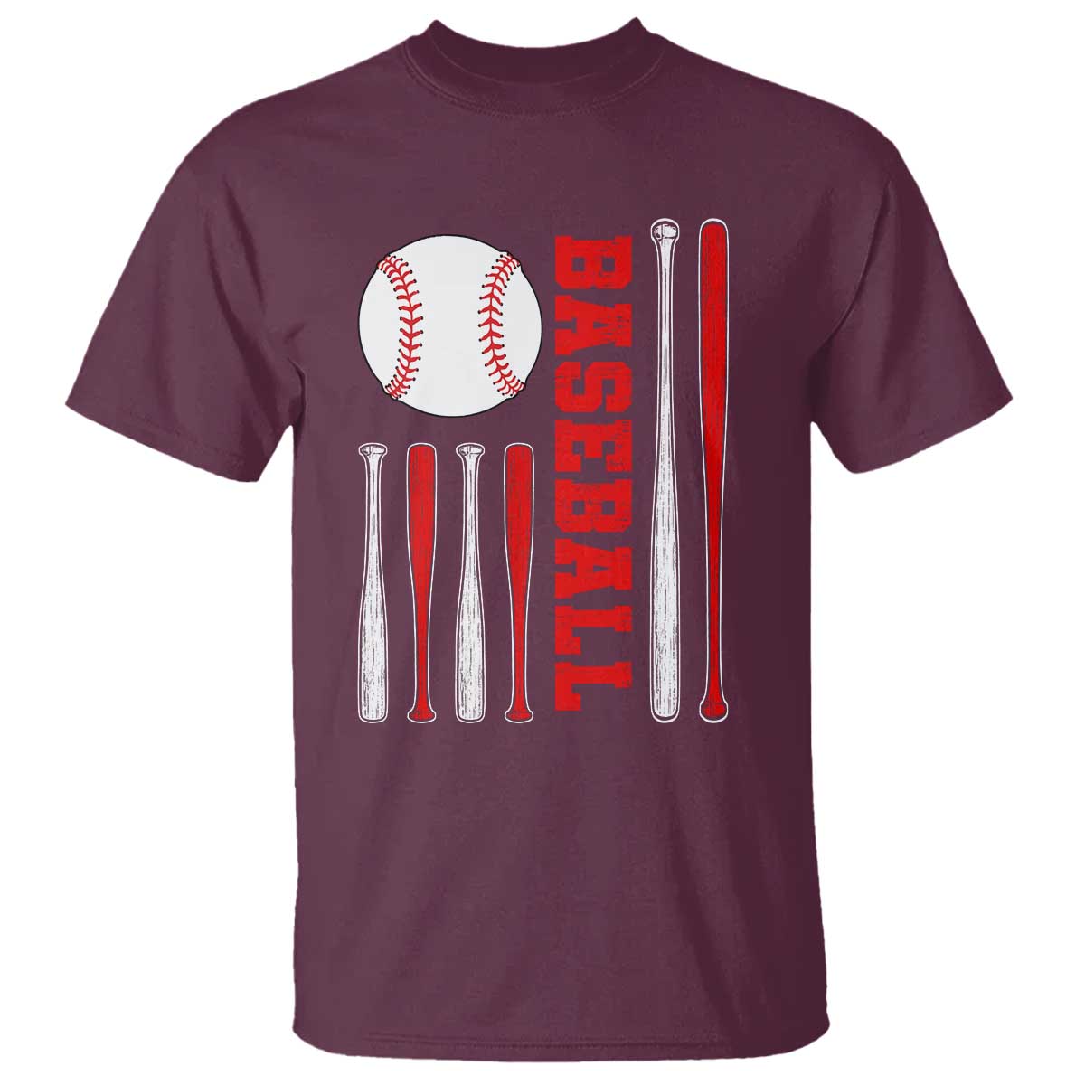 Patriotic Baseball American Flag T Shirt Sports Lover Gift TS12 Maroon Print Your Wear