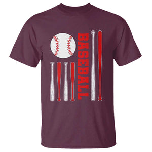 Patriotic Baseball American Flag T Shirt Sports Lover Gift TS12 Maroon Print Your Wear