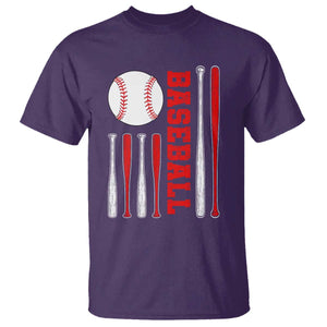 Patriotic Baseball American Flag T Shirt Sports Lover Gift TS12 Purple Print Your Wear