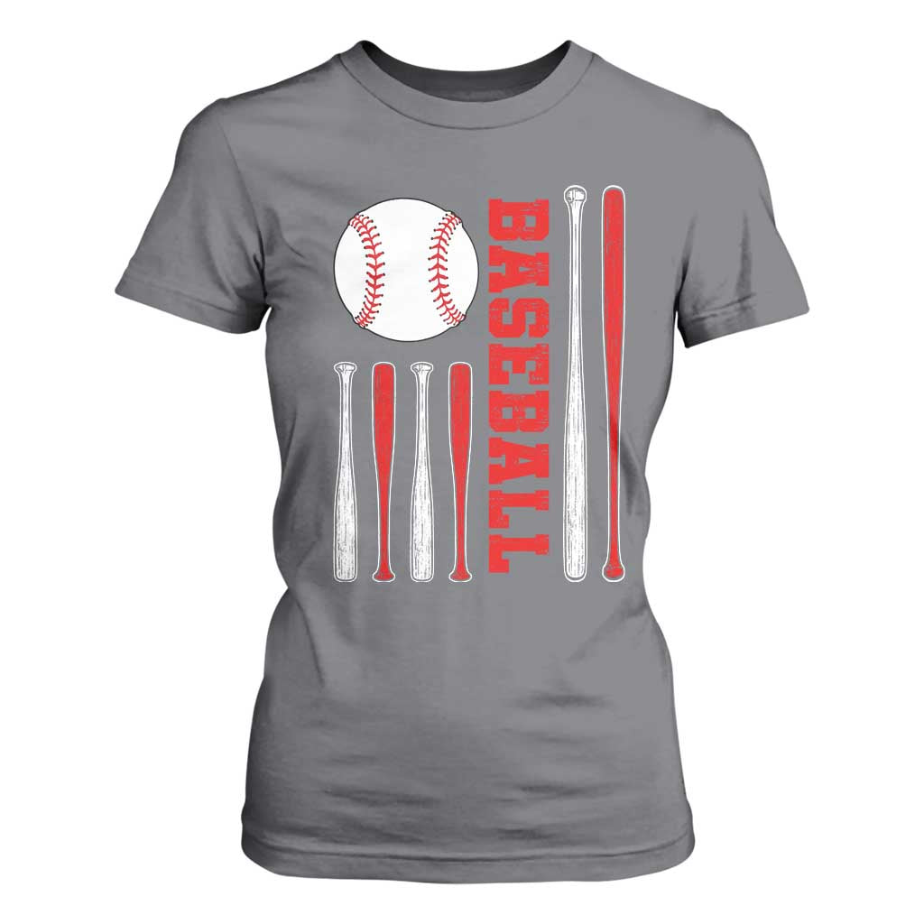 Patriotic Baseball American Flag T Shirt For Women Sports Lover Gift TS12 Charcoal Print Your Wear