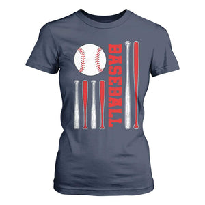 Patriotic Baseball American Flag T Shirt For Women Sports Lover Gift TS12 Navy Print Your Wear