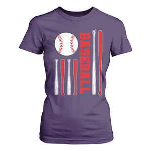Patriotic Baseball American Flag T Shirt For Women Sports Lover Gift TS12 Purple Print Your Wear