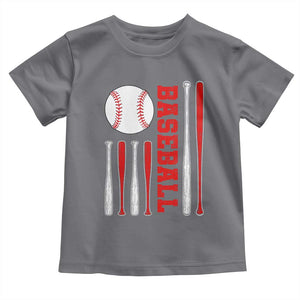 Patriotic Baseball American Flag Toddler T Shirt Sports Lover Gift TS12 Charcoal Print Your Wear