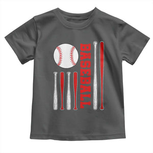 Patriotic Baseball American Flag Toddler T Shirt Sports Lover Gift TS12 Dark Heather Print Your Wear