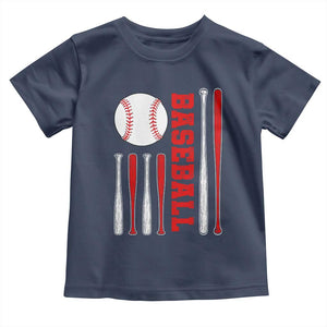 Patriotic Baseball American Flag Toddler T Shirt Sports Lover Gift TS12 Navy Print Your Wear