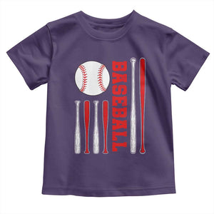 Patriotic Baseball American Flag Toddler T Shirt Sports Lover Gift TS12 Purple Print Your Wear
