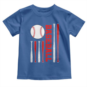 Patriotic Baseball American Flag Toddler T Shirt Sports Lover Gift TS12 Royal Blue Print Your Wear