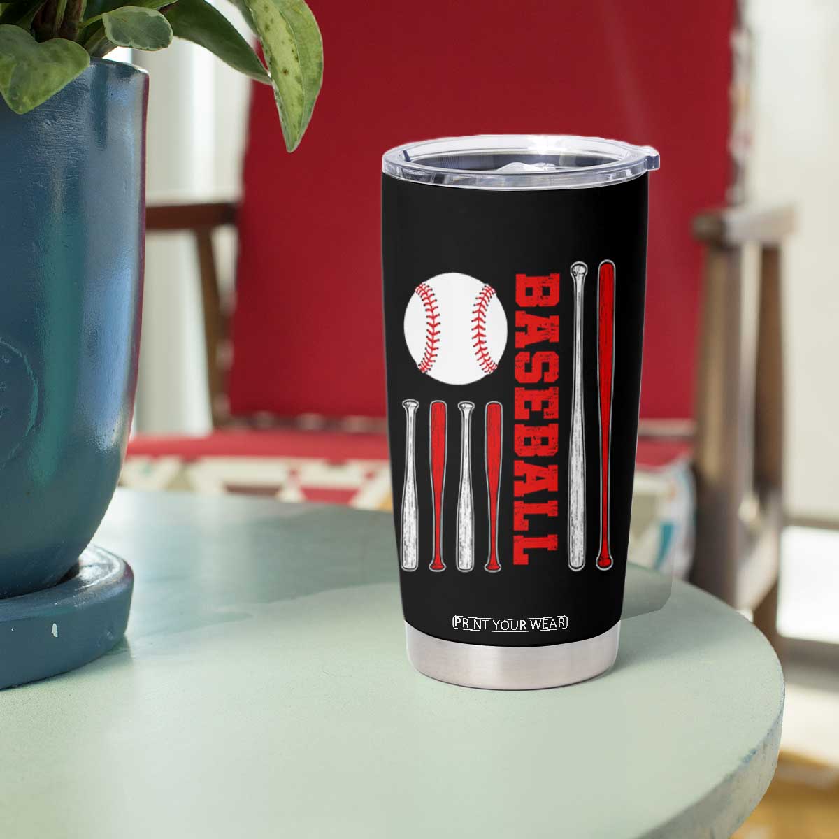 Patriotic Baseball American Flag Tumbler Cup Sports Lover Gift TS12 Print Your Wear