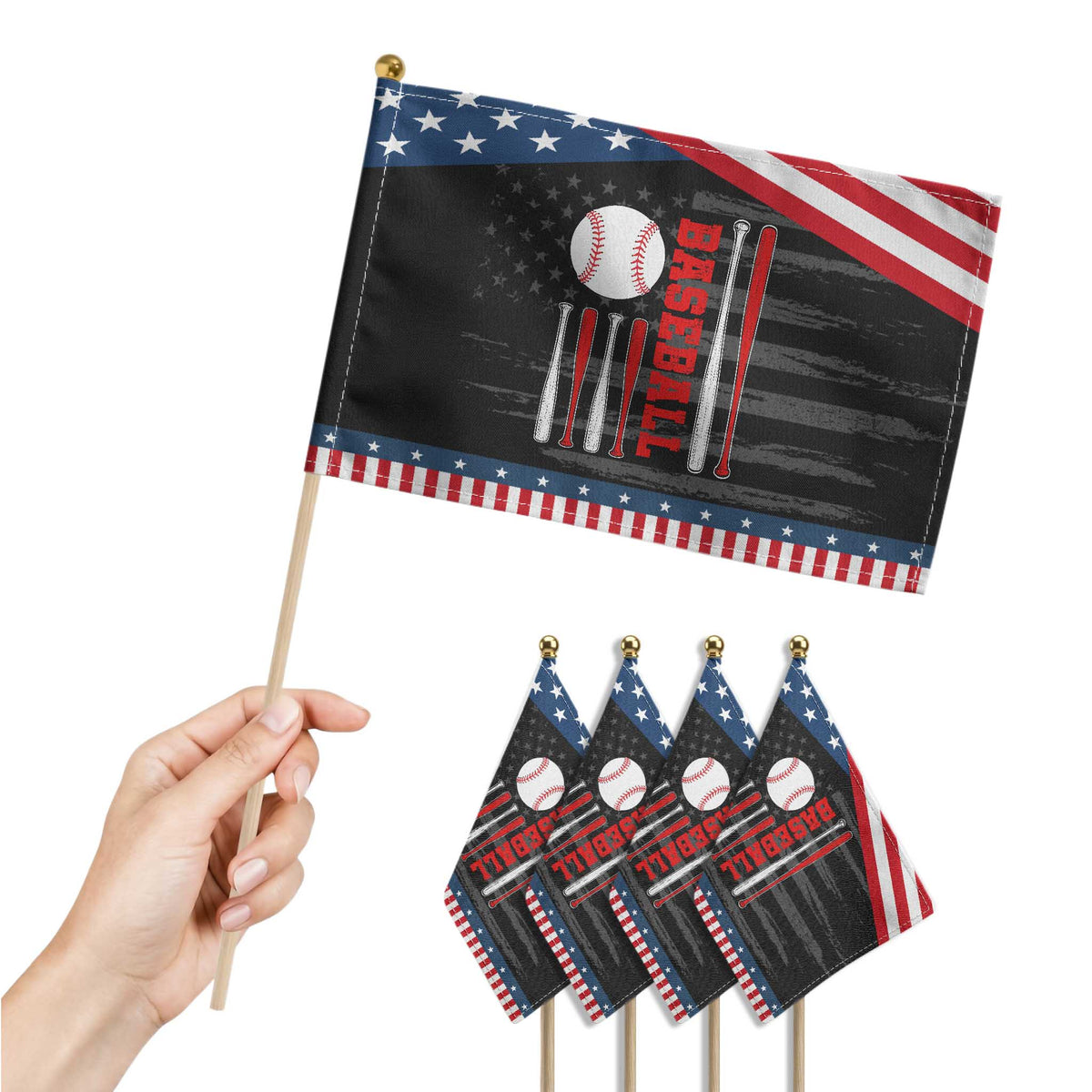 Patriotic Baseball American Flag Patriotic Handheld Flag Sports Lover Gift TS12 Print Your Wear