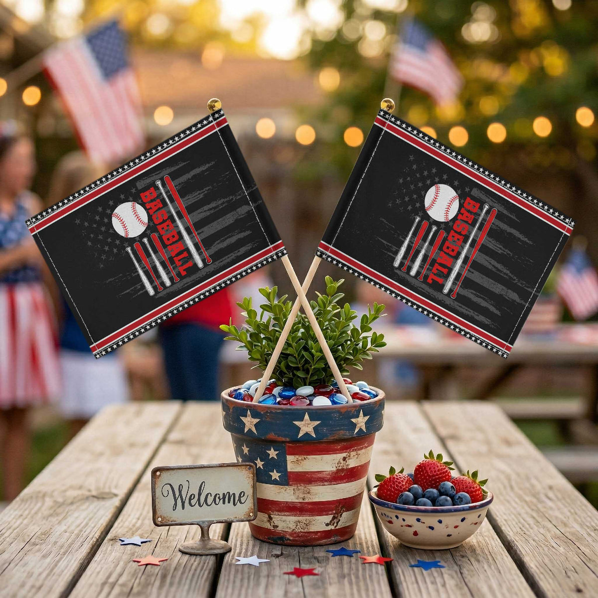 Patriotic Baseball American Flag Patriotic Handheld Flag Sports Lover Gift TS12 Distressed 8.2