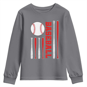 Patriotic Baseball American Flag Youth Sweatshirt Sports Lover Gift TS12 Charcoal Print Your Wear