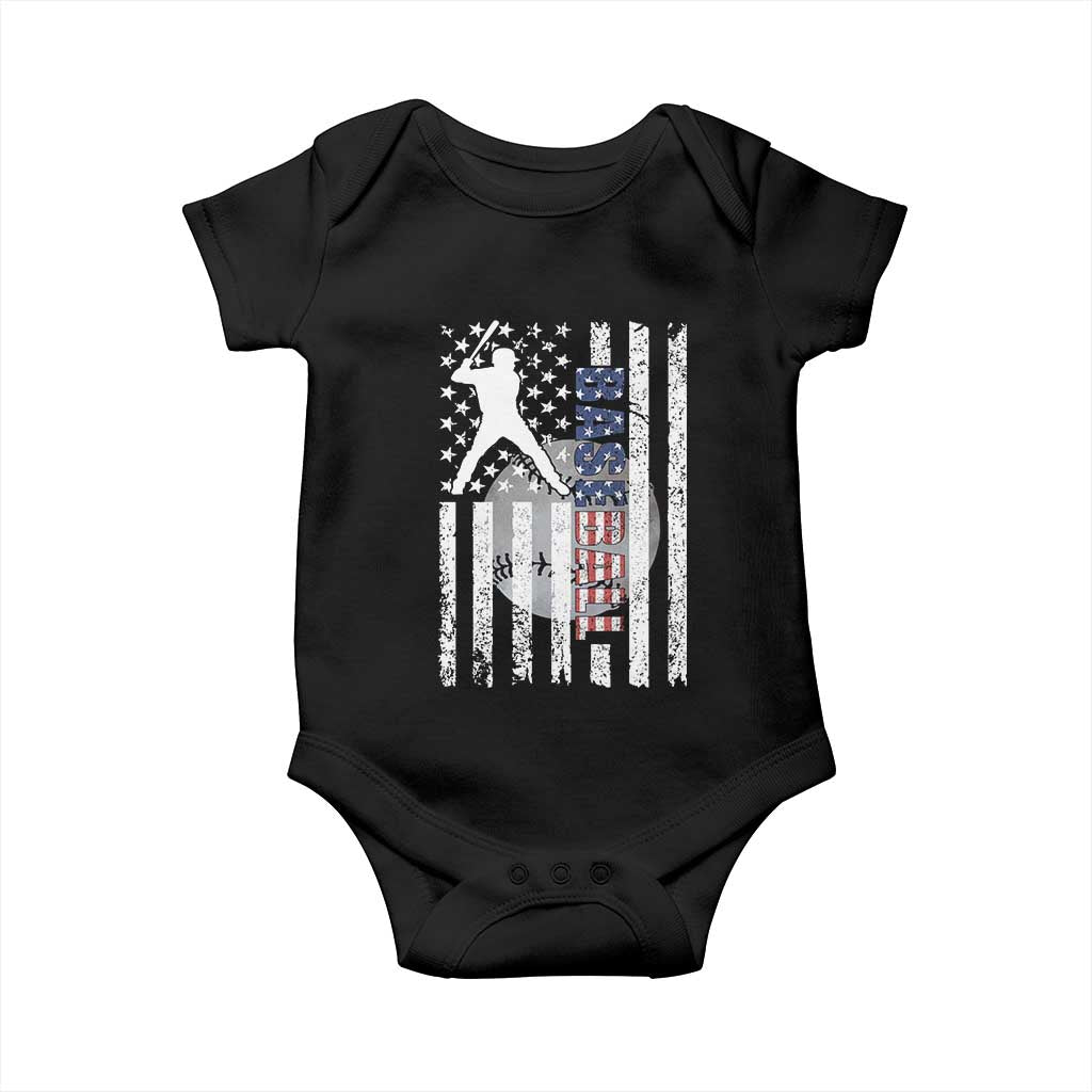 Patriotic Baseball Lover Baby Onesie USA American Flag Gift TS12 Black Print Your Wear