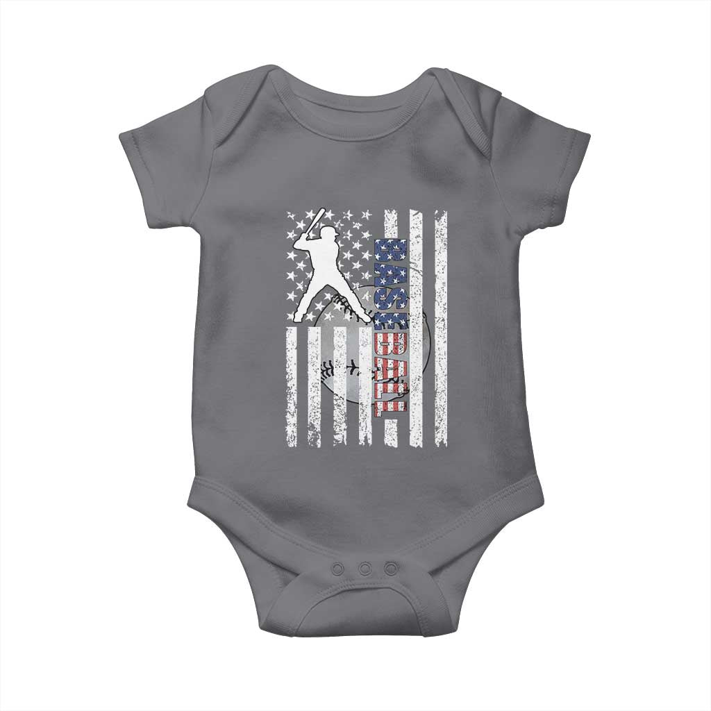 Patriotic Baseball Lover Baby Onesie USA American Flag Gift TS12 Charcoal Print Your Wear