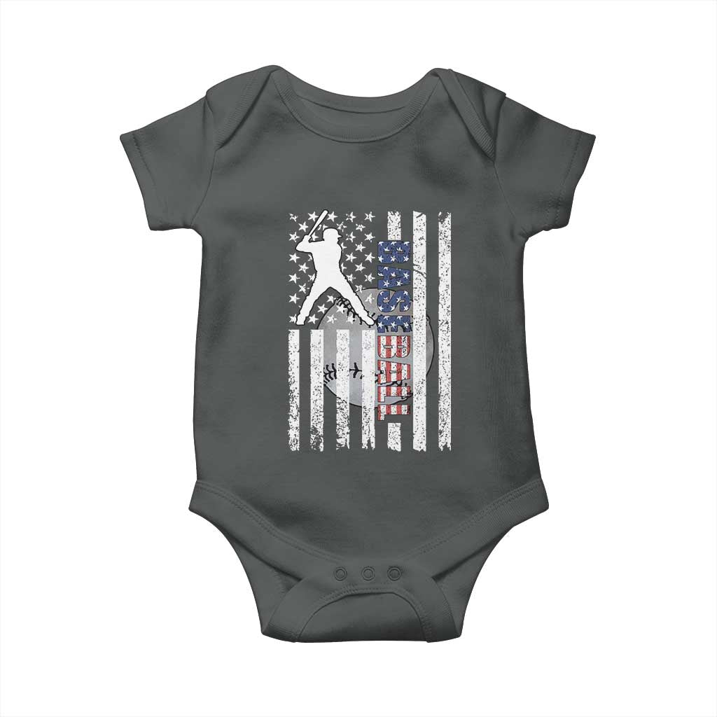 Patriotic Baseball Lover Baby Onesie USA American Flag Gift TS12 Dark Heather Print Your Wear