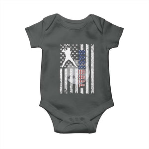Patriotic Baseball Lover Baby Onesie USA American Flag Gift TS12 Dark Heather Print Your Wear