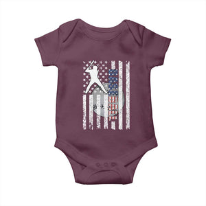 Patriotic Baseball Lover Baby Onesie USA American Flag Gift TS12 Maroon Print Your Wear