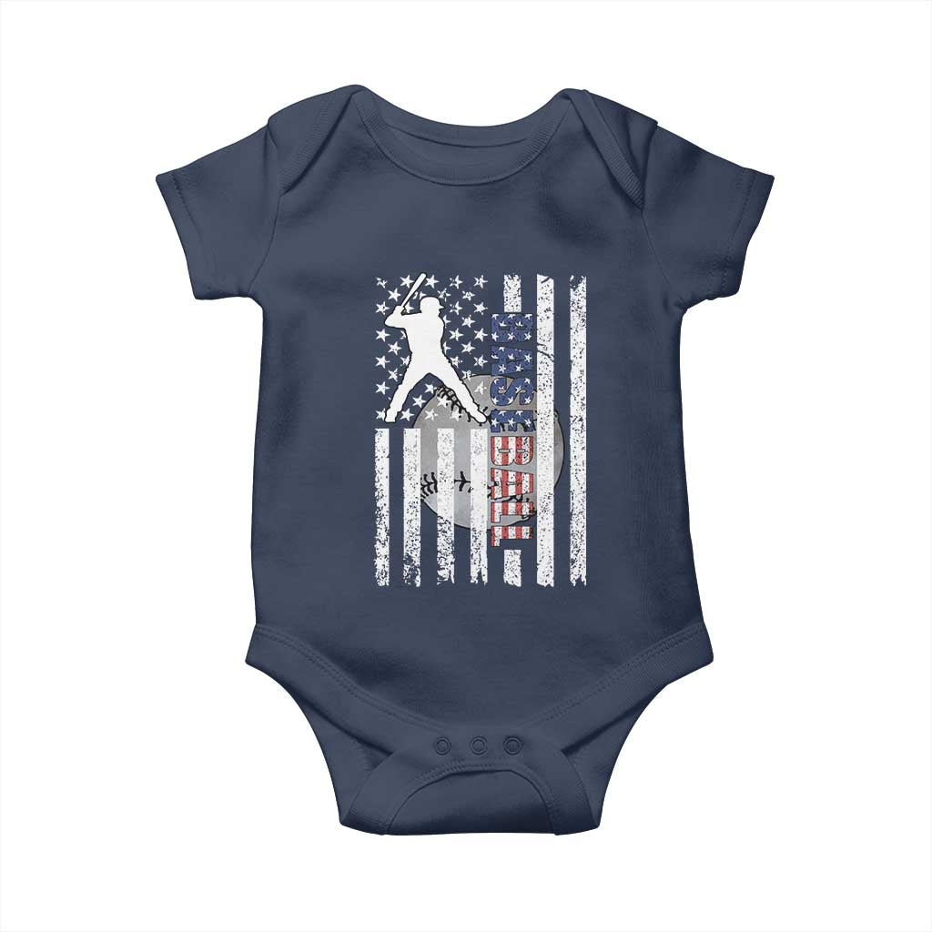 Patriotic Baseball Lover Baby Onesie USA American Flag Gift TS12 Navy Print Your Wear