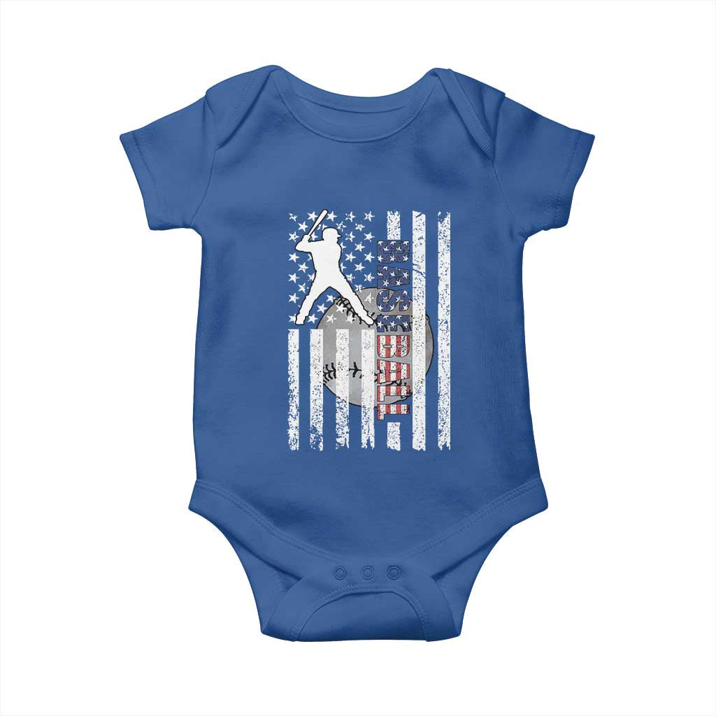 Patriotic Baseball Lover Baby Onesie USA American Flag Gift TS12 Royal Blue Print Your Wear