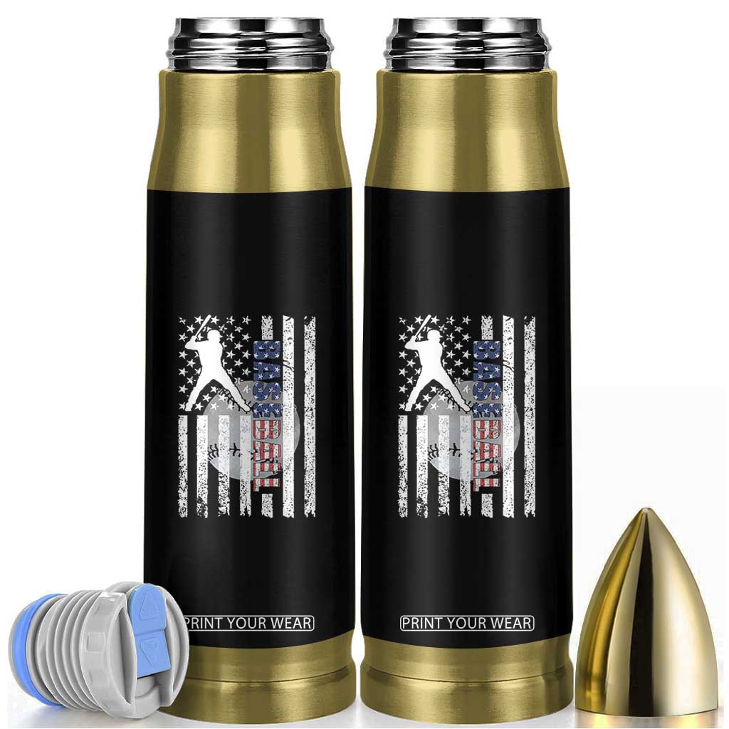 Patriotic Baseball Lover Bullet Tumbler USA American Flag Gift TS12 Black Print Your Wear