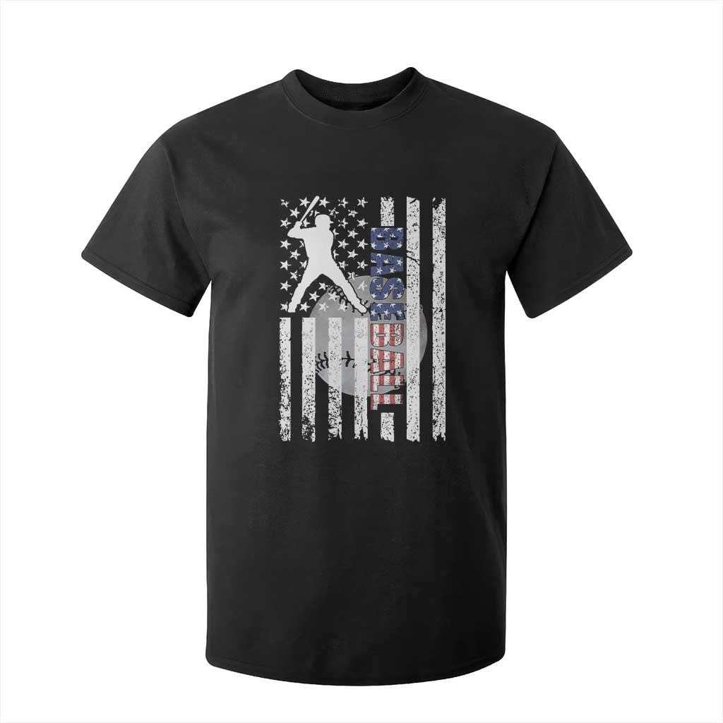 Patriotic Baseball Lover T Shirt For Kid USA American Flag Gift TS12 Black Print Your Wear