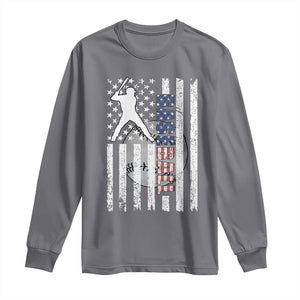Patriotic Baseball Lover Long Sleeve Shirt USA American Flag Gift TS12 Charcoal Print Your Wear