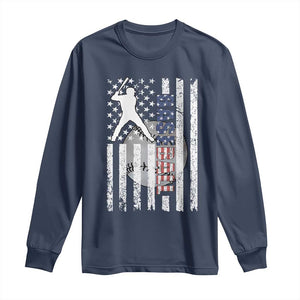 Patriotic Baseball Lover Long Sleeve Shirt USA American Flag Gift TS12 Navy Print Your Wear