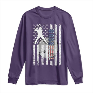 Patriotic Baseball Lover Long Sleeve Shirt USA American Flag Gift TS12 Purple Print Your Wear
