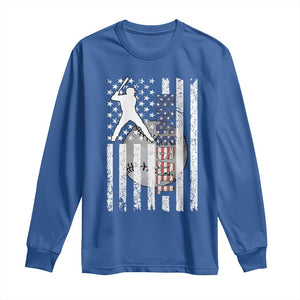 Patriotic Baseball Lover Long Sleeve Shirt USA American Flag Gift TS12 Royal Blue Print Your Wear