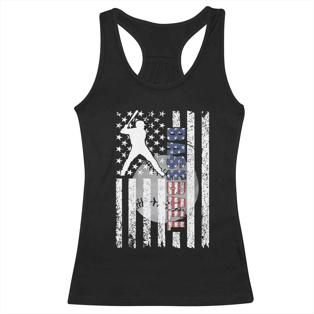 Patriotic Baseball Lover Racerback Tank Top USA American Flag Gift TS12 Black Print Your Wear