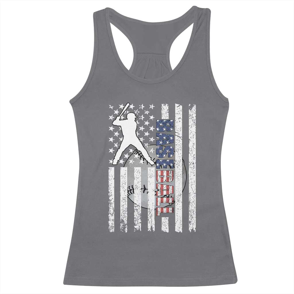 Patriotic Baseball Lover Racerback Tank Top USA American Flag Gift TS12 Charcoal Print Your Wear