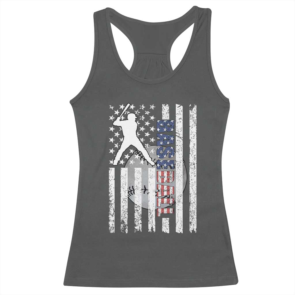 Patriotic Baseball Lover Racerback Tank Top USA American Flag Gift TS12 Dark Heather Print Your Wear