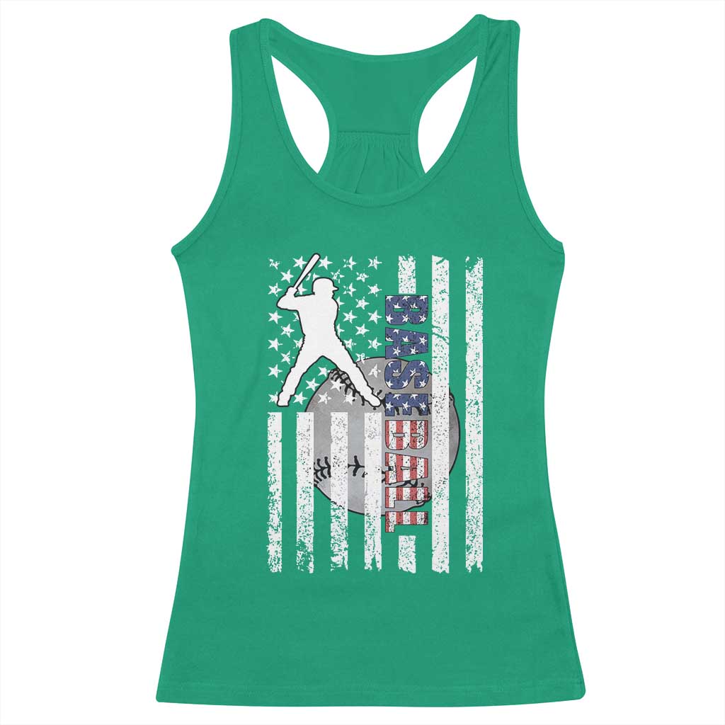 Patriotic Baseball Lover Racerback Tank Top USA American Flag Gift TS12 Irish Green Print Your Wear