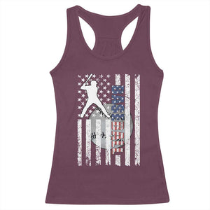Patriotic Baseball Lover Racerback Tank Top USA American Flag Gift TS12 Maroon Print Your Wear