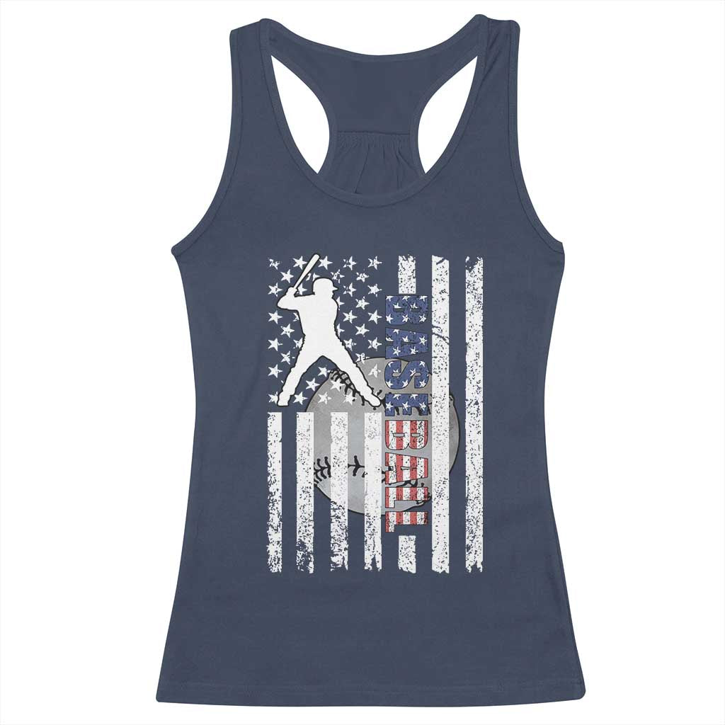 Patriotic Baseball Lover Racerback Tank Top USA American Flag Gift TS12 Navy Print Your Wear