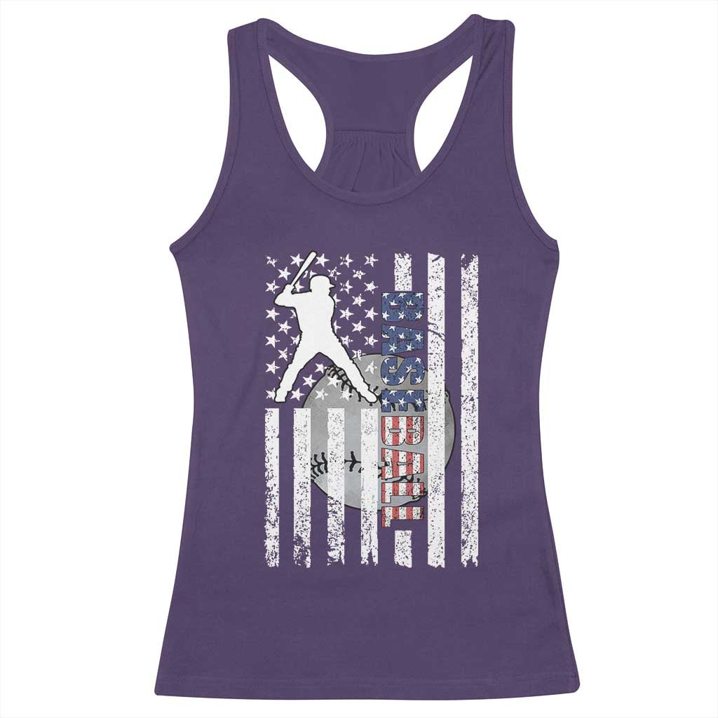 Patriotic Baseball Lover Racerback Tank Top USA American Flag Gift TS12 Purple Print Your Wear