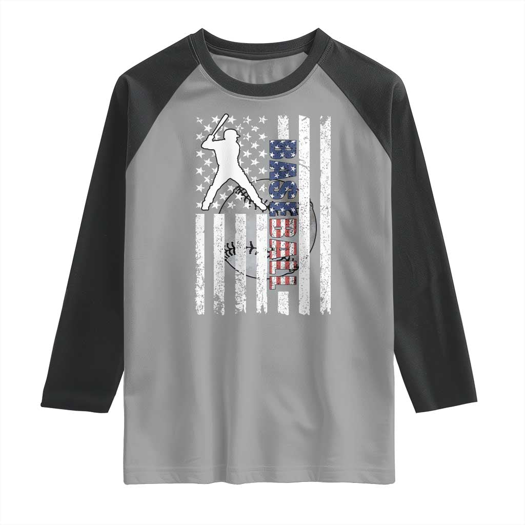 Patriotic Baseball Lover Raglan Shirt USA American Flag Gift TS12 Sport Gray Black Print Your Wear