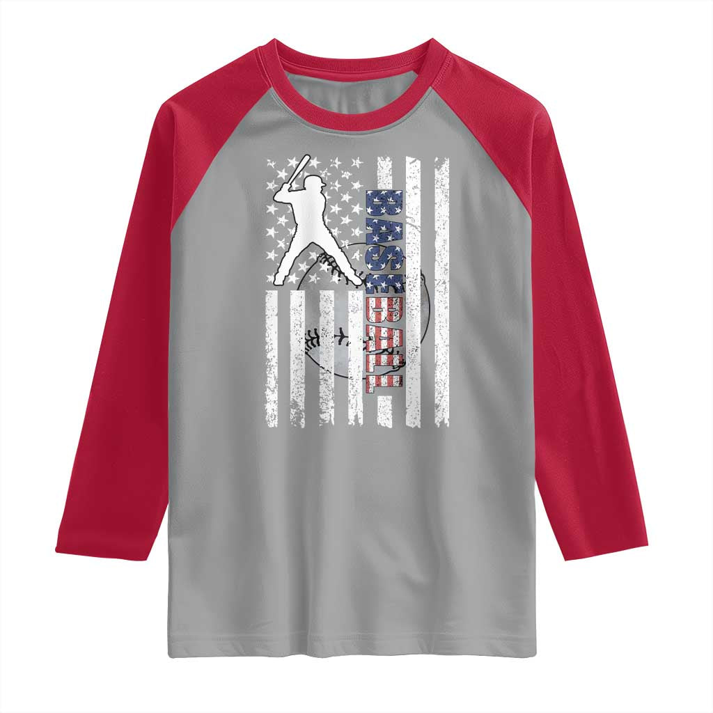 Patriotic Baseball Lover Raglan Shirt USA American Flag Gift TS12 Sport Gray Red Print Your Wear