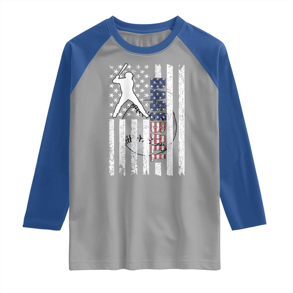Patriotic Baseball Lover Raglan Shirt USA American Flag Gift TS12 Sport Gray Royal Print Your Wear