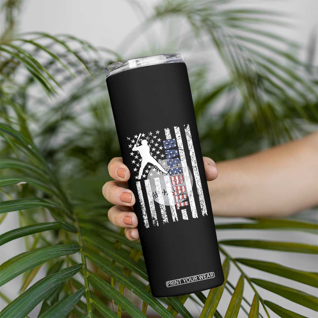Patriotic Baseball Lover Skinny Tumbler USA American Flag Gift TS12 Print Your Wear