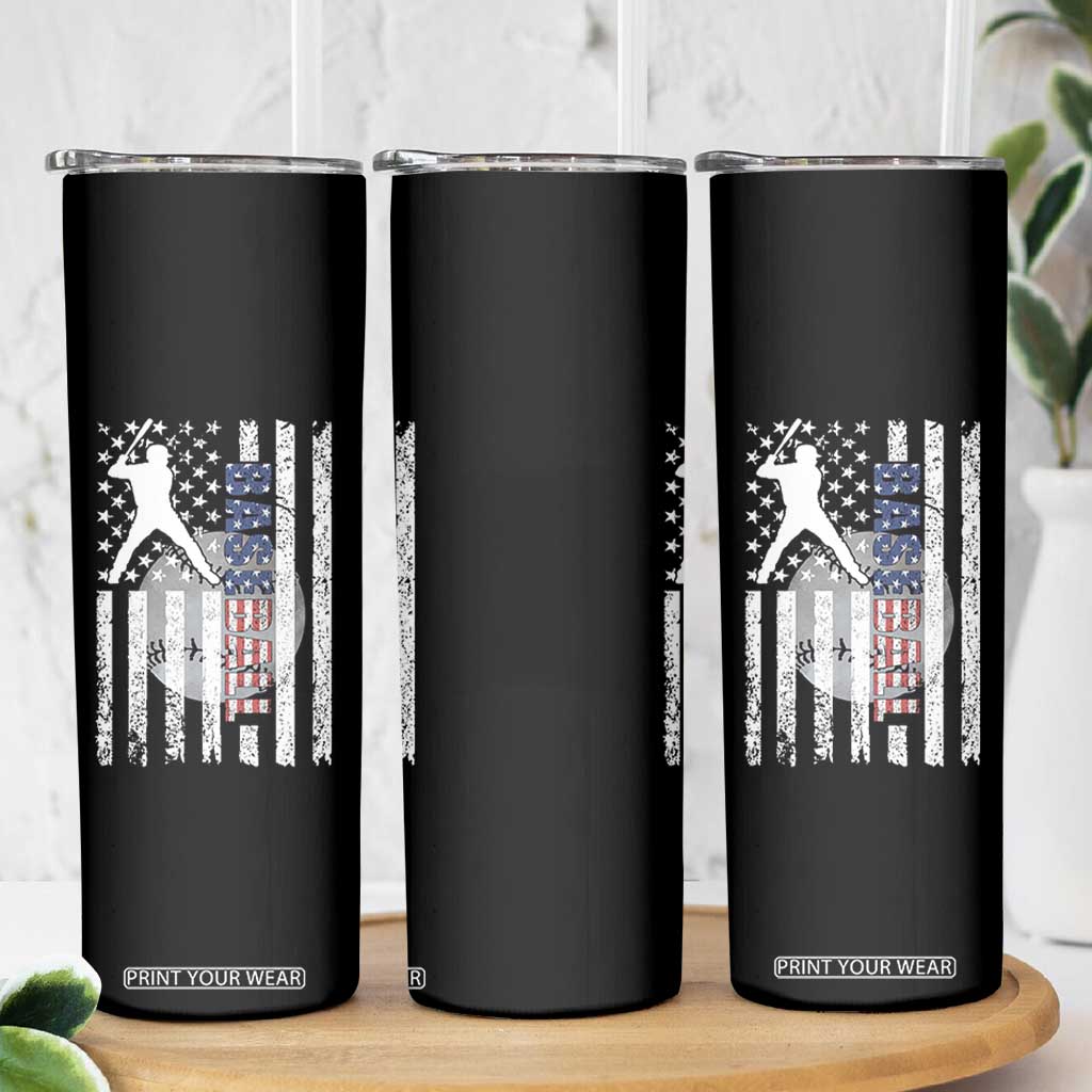 Patriotic Baseball Lover Skinny Tumbler USA American Flag Gift TS12 Print Your Wear