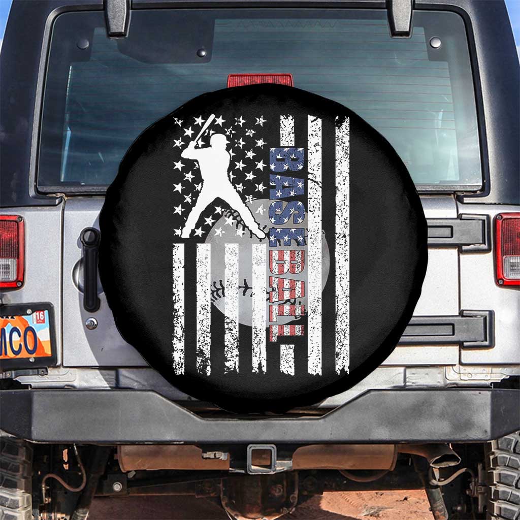Patriotic Baseball Lover Spare Tire Cover USA American Flag Gift TS12 No hole Black Print Your Wear